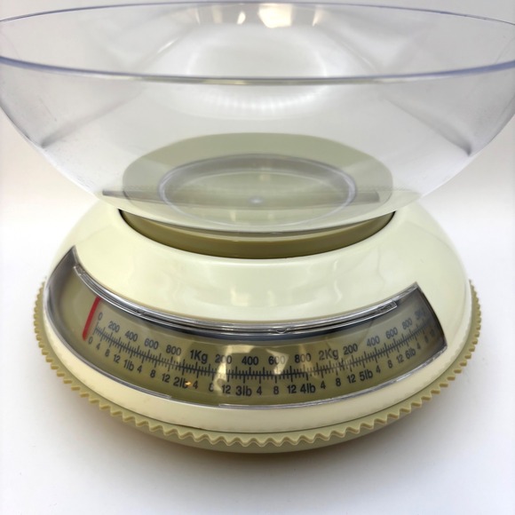 Vintage MCM 70s Dieters Kitchen Food Scale Space Age Bowl Avocado Green Analog - Picture 1 of 7
